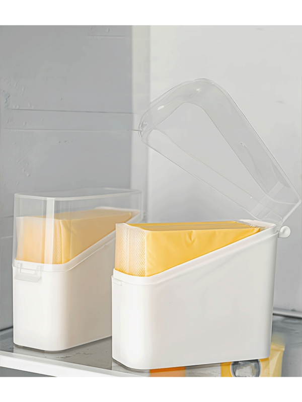 1/2/4/6pcs Cheese Slice Storage Box, Refrigerator Cheese Slice Fresh-Keeping Box With Flip Lid, Butter Packaging Box, Bagged Coffee Box, Refrigerator Small Bag Condiment Storage Box, Household Storage Supplies
