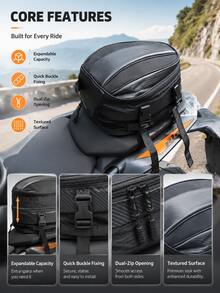 Bolsa de cola de motocicleta impermeable y expandible, bolsa de asiento trasero multifunción, bolsa de almacenamiento de silla, adecuada para viajes en motocicleta, turismo y desplazamientos, compatible con motocicletas deportivas y motocicletas cruiser, accesorios de almacenamiento - A - Ver 2