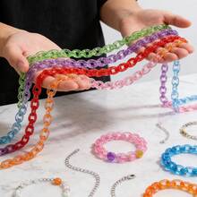50pcs Rantai Akrilik Transparan Warna Campuran untuk Membuat Perhiasan DIY, Gelang, Gantungan Mobil, dan Aksesoris Rantai Ponsel - Rantai transparan buatan sendiri - View 6