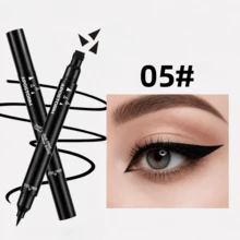 6-Pattern Dual-End Eyeliner Stamp Pen, Streamlined Cylindrical Body, Designed For Creative Eye Makeup. Dual-End Design Precisely Combines Black Eyeliner With 6 Different Fun Stamp Shapes, Completely Solving The Pain Point Of Hand Tremor When Drawing Complex Patterns. Black Material With Rich And Full Color, Quick-Drying Film, Resistant To Sweat And Tears Smudging. - Black - View 13