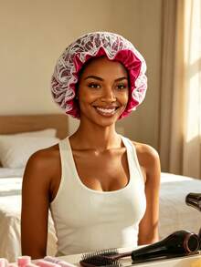 YPGVUO Lace Overlay Satin Sleep Bonnet, Ruffle Trim Night Hair Cap For Bedroom Overnight Curly Hair Protection, Delicate Birthday Holiday Gift For Women - Multicolor - View 3