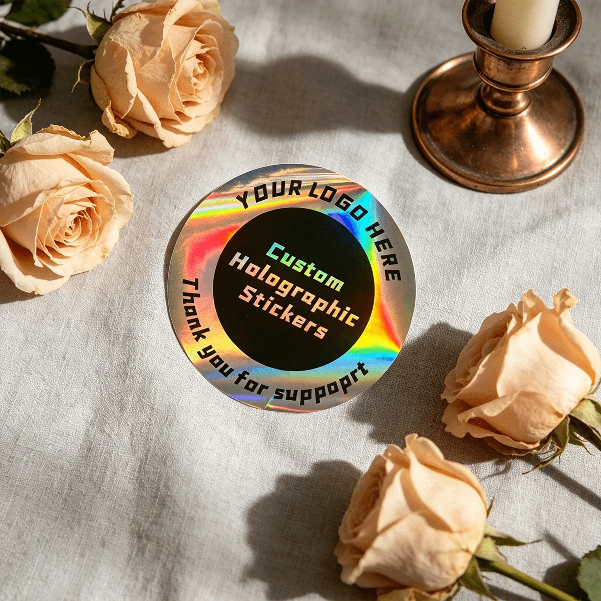 Customized Holographic Sticker LOGO/Design Sticker Labels Your Own Sticker Personalized Holographic Silver Laser Sticker - Laser - View 1
