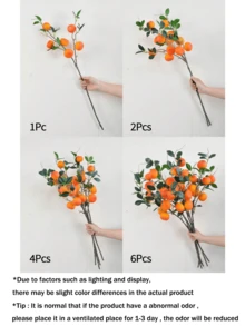 1 pieza Rama artificial de naranja de 76 cm, ramita de cítricos falsa, decoración de frutas, adecuada para jarrones, cocina, hogar, fiestas, primavera, verano, Día de San Valentín, regalo, planta artificial - Amarillo - Ver 13