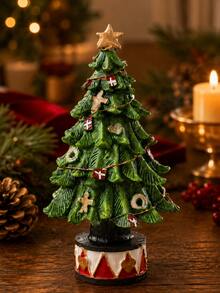 Mini Resin Christmas Tree Ornament, Vintage Christmas Desktop Decor, Hand-Painted Christmas Tree Figurine, Fireplace Mantel Bookshelf Fireplace Living Room Office Desktop Small Holiday Decoration, Holiday Home Decor Gift - 1PC - View 7