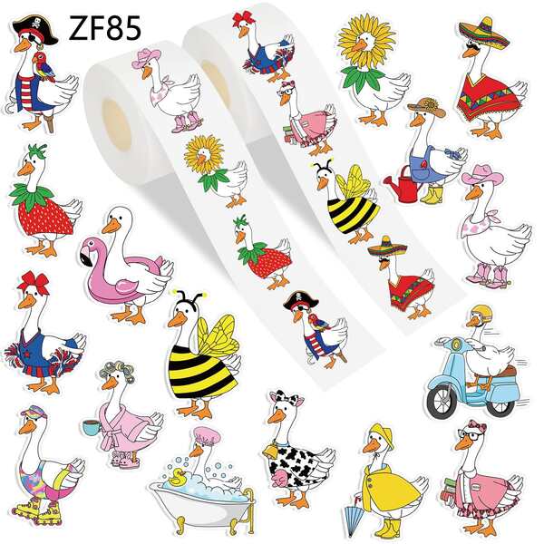 500pcs Cute Cartoon Funny Goose Decorative Stickers, Fun White Goose Image Decorative Tape Stickers, Suitable For Laptop, Water Bottle, Planner, Diary, Gift Packaging, Phone Case DIY
