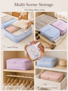 Travel Compression Storage Bag, Breathable Mesh Venting Design, Underwear Socks Clothing Luggage Organizer Storage Bag - Multicolor - View 11