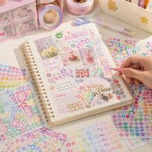 Moon & Star Themed Coated Sticker Book, Aesthetic Basic Scrapbooking Stickers For DIY Journal Decoration And Card Making. Cute Photocard And Collage Craft Supplies, Decorative Washi Stickers For Embellishing Journals And Diaries. - Multicolor - View 1