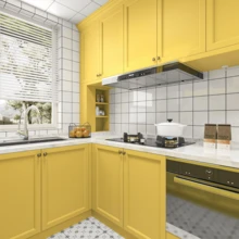 1 Roll, Solid Color Self-Adhesive Matte Contact Paper, Yellow Textured, PVC Waterproof Oil-Resistant, Wear-Resistant, Cuttable, Peel And Stick Wallpaper - Suitable For Room Decoration, Children's Room, Furniture Refurbishment Paper, Furniture Refurbishment, Desktop Repair, Home Decor 15.74X393.7inch - K-Yellow - View 13