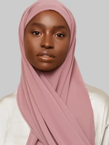 Soft Chiffon Hijab For Women, Solid Color Soft Chiffon Crepe Hijab Scarf – Long Fashion Hijabs Scarves - Muslim Scarf Hijab - Pink - View 2