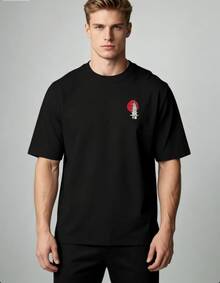 Versatile And Elegant, Featuring A Japanese Pagoda Motif Accented With A Subtle Red Circle,Highlighting Oriental Charm Comfortable And Adaptable Style - 黑色 - 查看 1