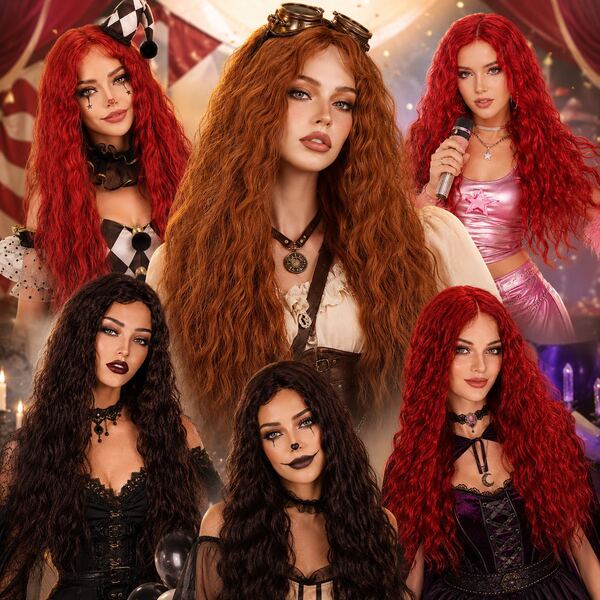24 Inch Long Water Wave Wig For Women, Synthetic Curly Wig With Natural Middle Part, Heat Resistant Fashion Wig For Daily Wear, Cosplay, Halloween And Party, Multiple Colors