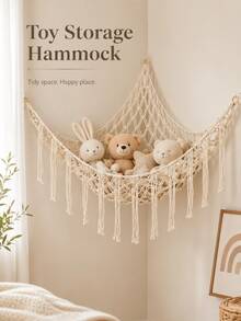 1pc Decorative Plush Doll Storage Corner Hanging Net Hammock, Mesh Hammock Fabric Storage Rack With Hooks, Suitable For Bedroom, Plush Doll Storage Hammock Net - Plush Doll Corner Decorative Hammock Net - Hanging Plush Doll Storage Rack, Large Room Decor, Bohemian Style Plush Doll Net Or Large Hammock - Multicolor - View 9