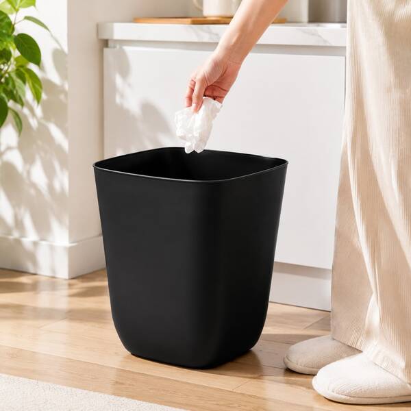 2026 New Arrival Matte Square Open Top Waste Bin, Thickened Plastic Uncovered Trash Can, Narrow Body Space Saving Rubbish Container For Bathroom Bedroom Dorm Kitchen Office Classroom