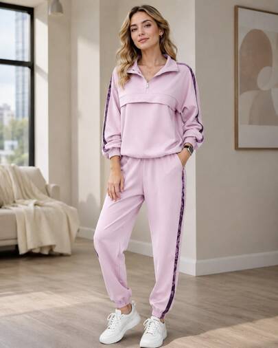 New Season  Athleisure Two-Piece Set: Casual Hoodie And Matching Bottoms