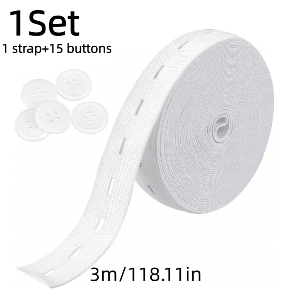 1Set/2Sets Elastic Rope, Used For Sewing, Made Of High Elasticity Knitted Tape, Designed For Tightening Waistband, Equipped With White Buttons, Perfect For Handmade Crafts - Multicolor - View 21