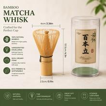 Bamboo Matcha Whisk With Protective Storage Tube, 100-Prong Handmade Japanese Chasen, Traditional Matcha Tea Ceremony Tool - Multicolor - View 4