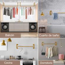 2piezas Percheros De Pared Minimalista Estante de Ropa Perchero Organizador de Acero para uso doméstico en el baño y en la cocina - Ver 5