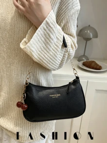 1 PC Women's Simple PU Shoulder Bag, Commuter Handbag, Perfect For Commuting, Dates, And Travel, Summer Style, Wallet, Fashion Handbag, Crossbody Bag - Black - View 3