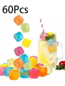 12/24/36pcs Reusable Plastic Ice Cubes, Washable And Freezable Ice Cubes, Suitable For Coffee, Bar Parties And Holiday Celebrations-Christmas, Easter, Thanksgiving, Back To School - Multicolor - View 12