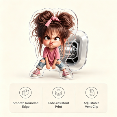 Cute Angry Girl 2D Acrylic Car Air Vent Clip, Cartoon Car Interior Decor Ornament Without Fragrance Oil, Can Add Fragrance, Birthday Holiday Gift For Girls And Best Friends, Car Interior Decoration Accessory