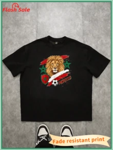 Men's Vintage Poster Pattern T-Shirt, Made Of Soft Pure, Black Short-Sleeve T-Shirt - Hitam - View 1