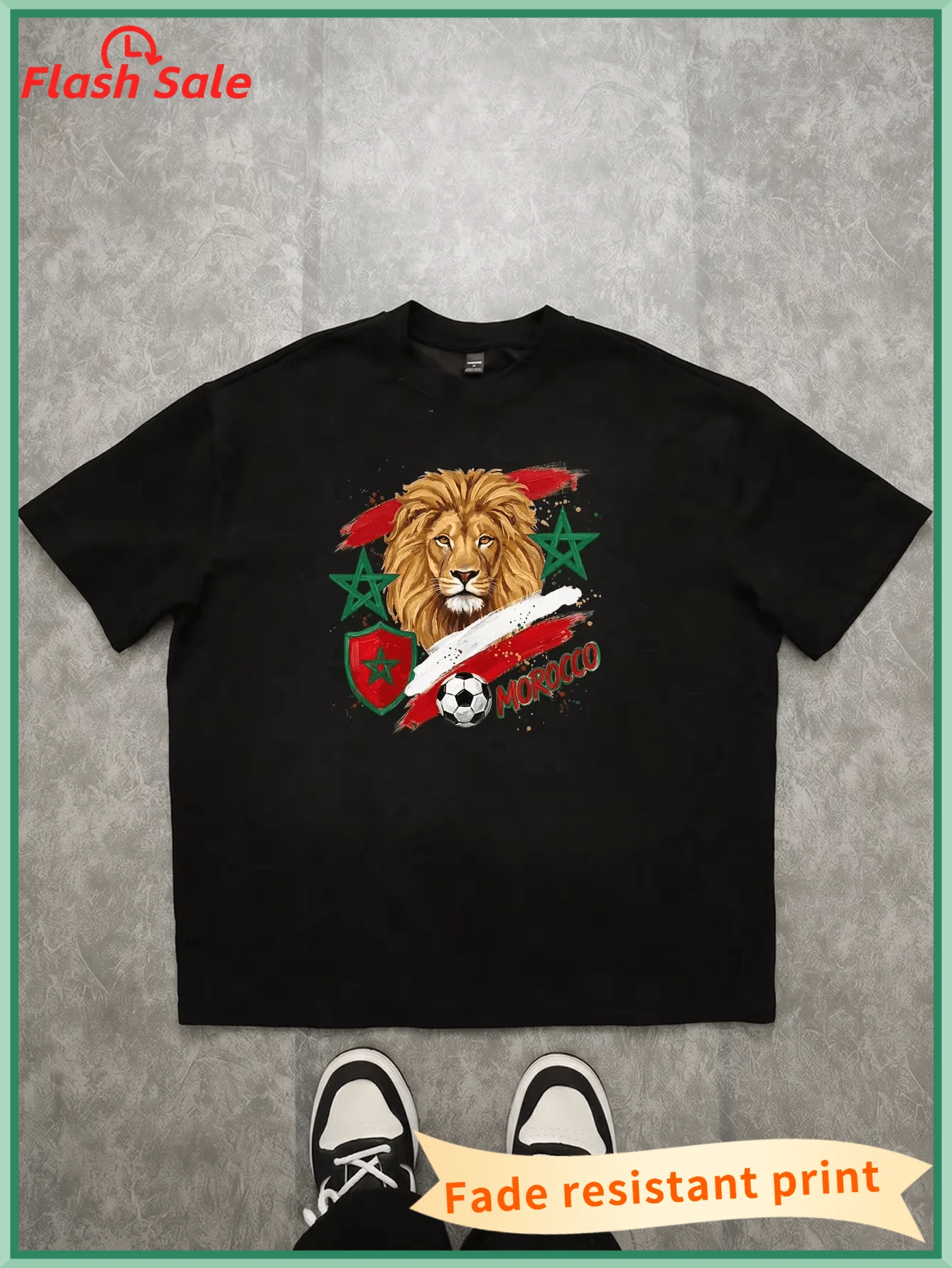 Men's Vintage Poster Pattern T-Shirt, Made Of Soft Pure, Black Short-Sleeve T-Shirt - Hitam - View 1