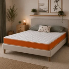 eXtreme Comfort Hybrid Memory Foam Spring Mattress 7 Inch Quilted - Springs Support With Memory Foam Comfort Layer And Breathable Soft CoolTouch Top Cover - 橘色 - 查看 3