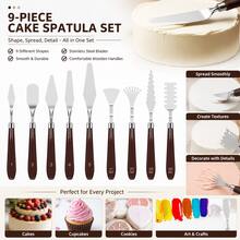 9/4/3PCS/Set Stainless Steel Cake Spatula Set - Buttercream Fondant Decorating Tools For Smooth Icing Pastry DIY Cake Decoration Angled Blade Cranked Palette Knife Cutter Scraper Filling Tool - Multicolor - View 3