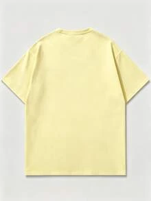 Holly Wood Hills Orange Sunset Distressed Gothic Dark Tee, Oversized 180g Soft Cotton, Streetwear Rebel Crew Neck For Men - 淺黃色 - 查看 4