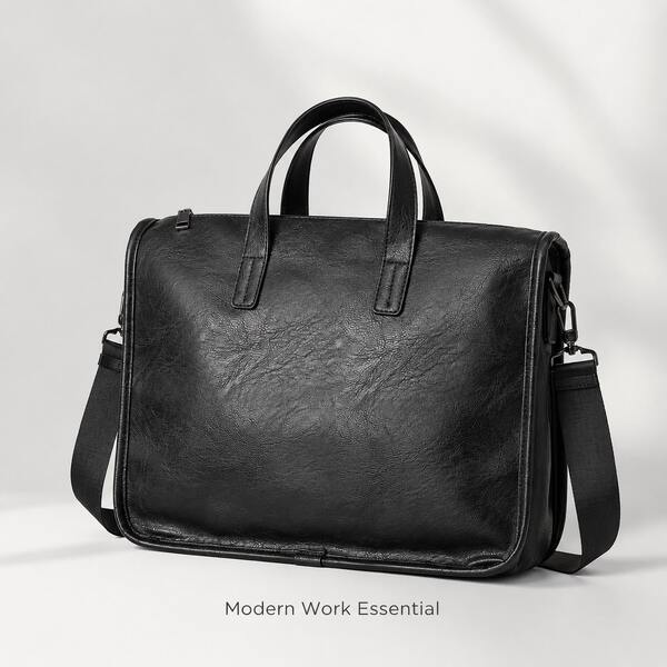 Large Capacity Business Casual Men's Briefcase Handbag Fashion Travel Youth One Shoulder Bag Crossbody Bag Solid Color Minimalist Multifunctional Laptop Document Bag