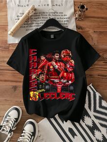 Charles   Red Suit Multi Portrait Retro Racing Bootleg Tee. - 黑色 - 查看 1
