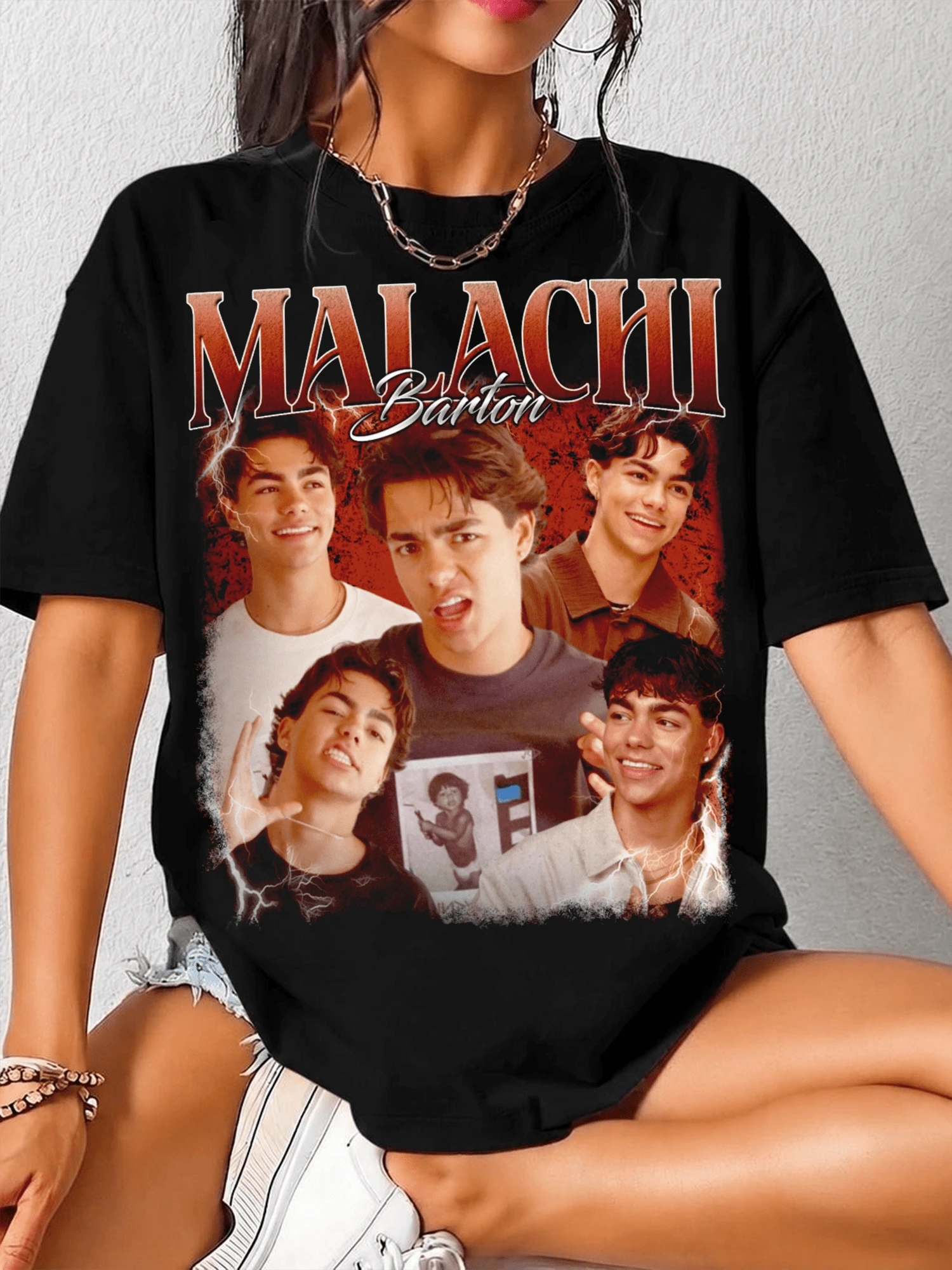 Malachi Barton Bootleg T-Shirt, Descendants Zombies Tour Tee, Graphic T-Shirt, Retro Print, Trendys T-Shirt For Men And Women - 黑色 - 查看 1