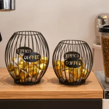 1 pieza Cápsula de café dorada - Acero inoxidable, Almacena 30 cápsulas de café, Compatible con /, También apto para almacenar bocadillos, frutas, juguetes; Accesorio decorativo para escritorio, cocina, dormitorio, regalo y decoración de Año Nuevo - Multicolor - Ver 4