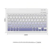 超薄可充電藍牙鍵盤 便攜緊湊無線鍵盤 (150mAh) 相容於 Galaxy Tab 平板電腦 Android Windows 智慧型手機 手機 iOS，聖誕禮物 / 聖誕禮物 / 2026年新年 - 白紫漸變色 - 查看 5