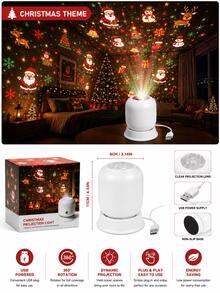 USB-Powered Dynamic LED Projection Light: Features 5 Themes (Halloween, Christmas, Ocean, Snowflake, Soccer) And Dynamic Rotating Projection-Perfect For Game Rooms, Bedrooms, Home Theaters, And More. - View 10