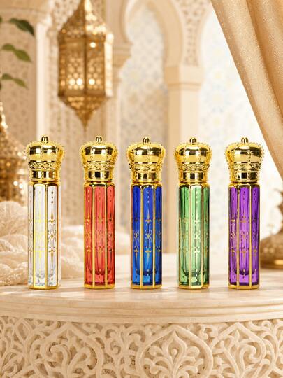 Crown Cap Glazen Parfum Navulflacon, 6ml Mini Octagonale Lege Geurcontainer Met Meerdere Transparante Kleuren, Lichtgewicht 30g Draagbare Reis Cosmetische Fles, Voor Dagelijkse Trip, Handtas Opbergruimte, Buiten En Slaapkamer Make-uptafel