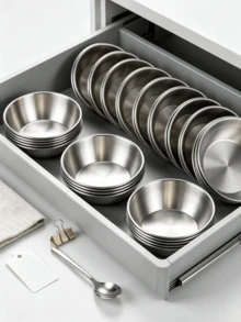 1pc 304 Stainless Steel Sauce Dish, Dipping Bowl, Condiment Dish, Seasoning Bowl, Round Stainless Steel Seasoning Bowl, Mini Small Bowl, Soy Sauce Container For Home Kitchen - Multicolor - View 8