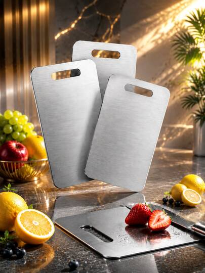 High-Quality Stainless Steel Cutting Board - Double-Sided Design - Easy To Clean - Corrosion-Resistant Material, Suitable For Indoor And Outdoor Use - Essential Kitchen Tool For Home, Restaurant, Camping, Picnic, Easter And Holidays