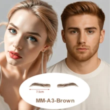 1 Pair 100% Human Hair Handmade Crochet Breathable Lace Base Natural Realistic Lightweight Invisible Reusable False Eyebrows, Suitable For Men And Women - Multicolor - View 18
