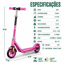 Patinete Elétrico Infantil Laranja Recarregável 150W 3 Rodas com Luzes LED Guidão Ajustável Freio Duplo Base Antiderrapante Até 60kg Crianças 6+ Anos - Rosa chiclete - Visão 2