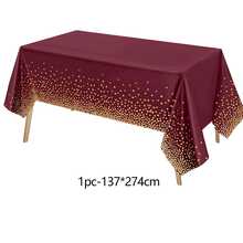 1/3/6/10pcs Polka Dot Disposable Tablecloth, 54 X 108 Inch Waterproof Plastic Tablecloth, White Background With Gold Polka Dot Rectangular Table Cover, Suitable For Picnic, Birthday, Party, Back To School - Gold Dots On Burgundy Background - View 10