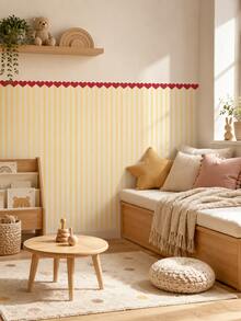 1pc/4pcs Heart Stripe Half Wall Decal, Removable & Peel And Stick Wall Sticker, Suitable For Bedroom, Living Room And Entryway, 4 Colors Available - Heart Pinstripe - View 10