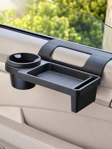 1pc Car Window Cup Holder Storage Rack, Black ABS Material, Window-Mounted Car Interior Accessory, 2 Sizes, Universal Fit For Sedan, SUV, Truck And Road Trip - A - View 4