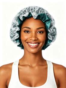 YPGVUO Lace Overlay Satin Sleep Bonnet, Ruffle Trim Night Hair Cap For Bedroom Overnight Curly Hair Protection, Delicate Birthday Holiday Gift For Women - Multicolor - View 15