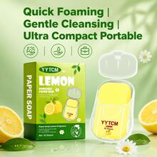 YYTCM Sabun Lembaran Lemon Segar Portabel 50 lembar dengan Kotak Penyimpanan Tutup Flip-Top, Kertas Sabun Tangan Sekali Pakai untuk Perjalanan Luar Ruangan, Pelajar, Berbusa Lembut dan Mudah Dibilas - Lemon - View 10