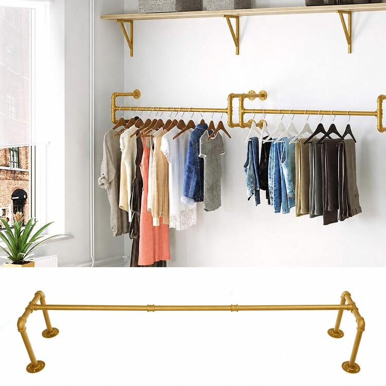 2piezas Percheros De Pared Minimalista Estante de Ropa Perchero Organizador de Acero para uso doméstico en el baño y en la cocina - Añade 7