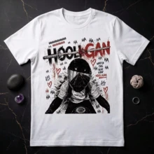 Hooligan Graphic T-Shirt Printed With Motorcycle Rider Sword And Ha Ha Slogan, Soft Pure Cotton Crew Neck Unisex Oversized Summer Casual Topsommer - 白色 - 查看 1