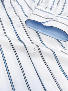 Men's Casual Commute Striped Dress Shirt - Baby Blue - View 5