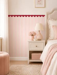 1pc/4pcs Heart Stripe Half Wall Decal, Removable & Peel And Stick Wall Sticker, Suitable For Bedroom, Living Room And Entryway, 4 Colors Available - Heart Pinstripe - View 8