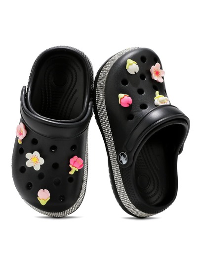 HOEASE Zuecos de EVA para niñas, zapatos de playa transpirables de verano & zapatos de jardín para niños & niñas, diseño sin cordones, decoración con strass brillante, calzado para todas las estaciones